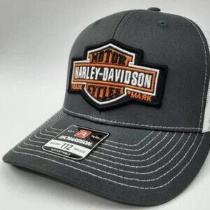 HD Biker Richardson 112 Trucker Cap Hat Mesh Snapback Harley Davidson Motorcycle